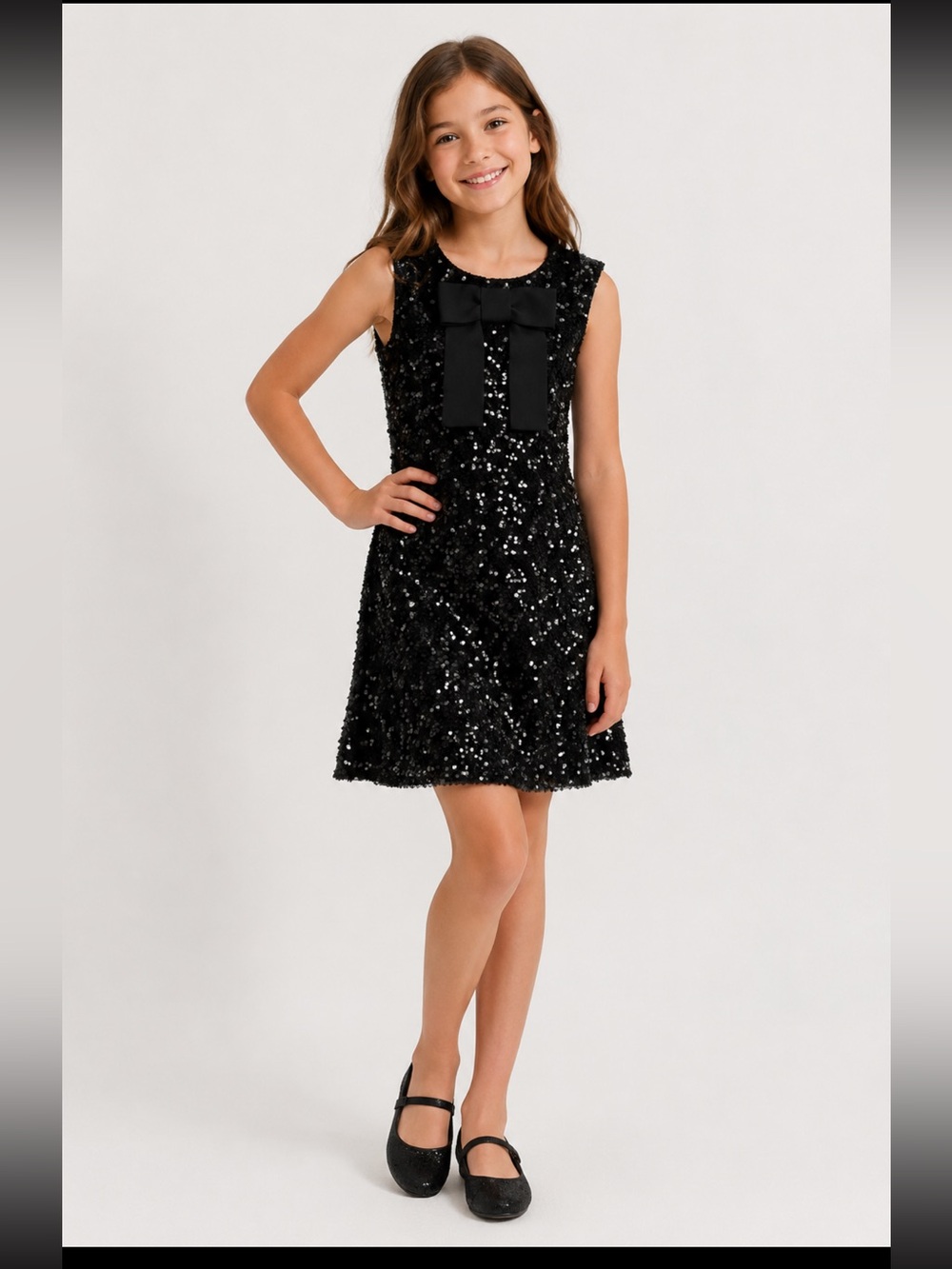 A Loves A - sequin bow dress girl (medium)